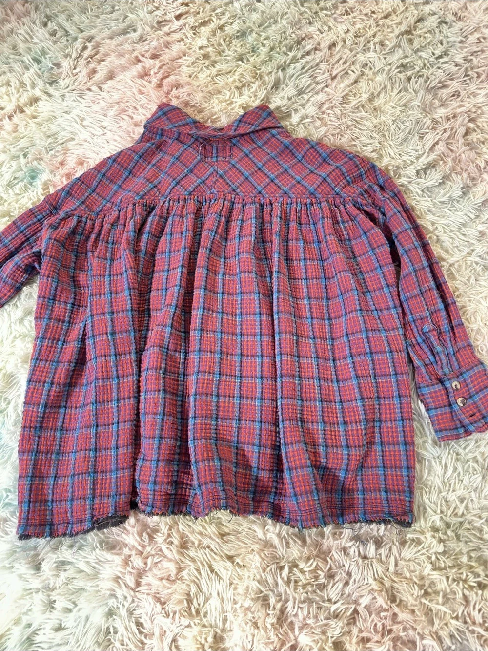 Free People We The Free Cardiff Plaid Button Down Shirt Size Medium